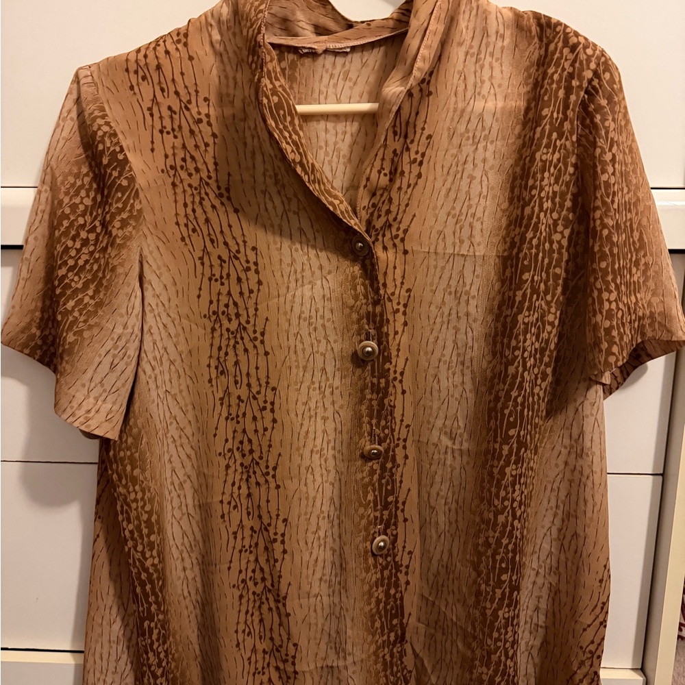 Elegant Brown Button-Up Women's Top